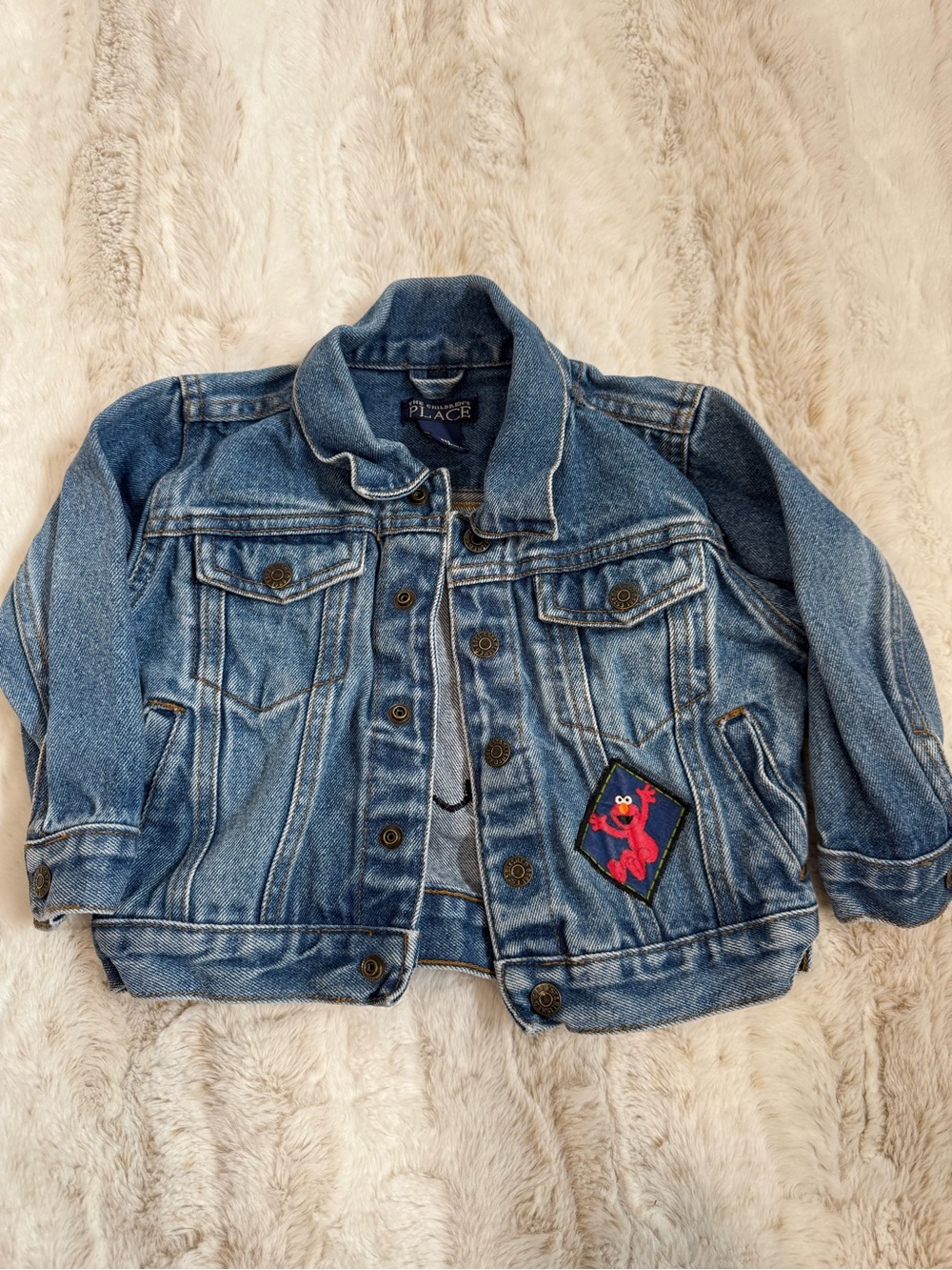 Vintage The Children's Place Blue Denim Jacket with Elmo Patch - Kids